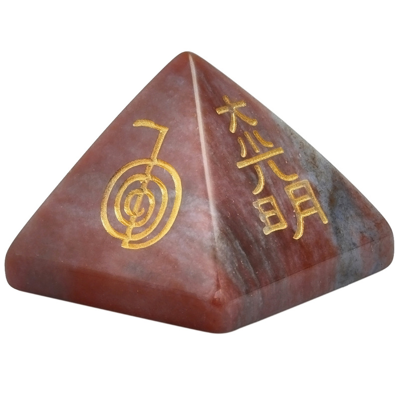 Carving Golden Yoga Graphic Crystal Pyramid Crafts Ornaments Four Elements Graphic Triangular Cone Handle Play