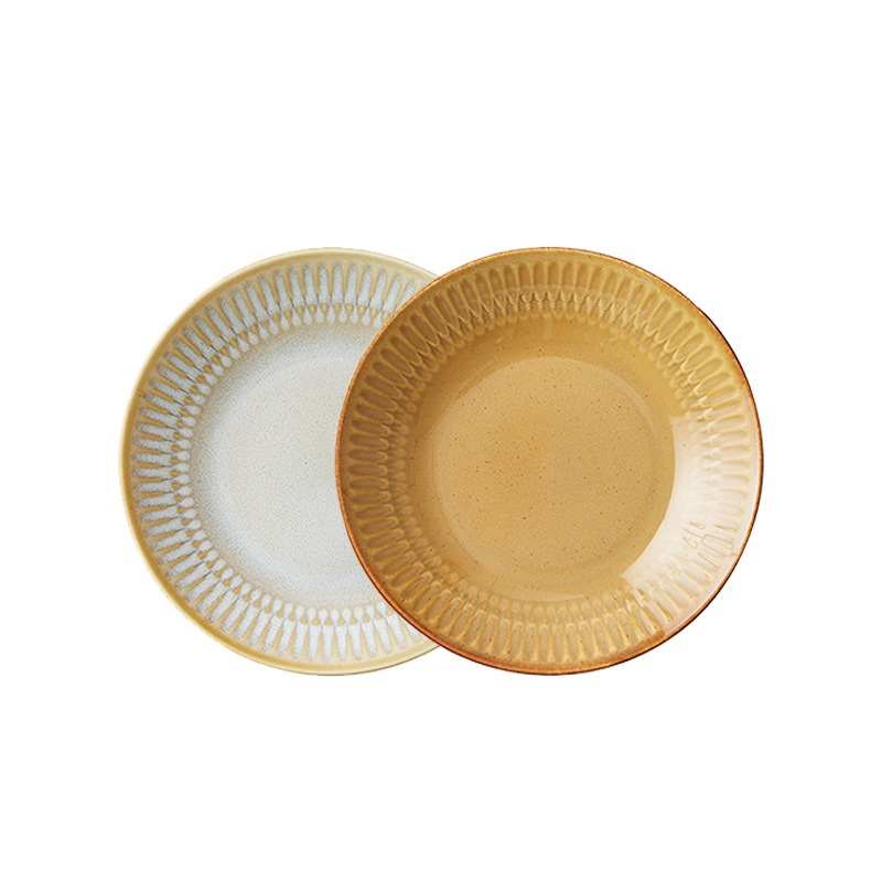 Lz Lusheng color llano alivio vajilla hogar nuevo hueso China moda retro simple sopa plato tazón