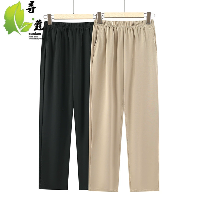 Модные женские брюки среднего и пожилого возраста 50-летние осенние платья мамы новые 2024 женские брюки среднего возраста большие размеры эластические брюки