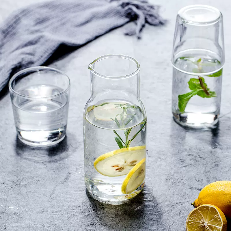 一人饮具套装果汁饮料杯牛奶杯高硼硅玻璃杯早餐杯茶杯冷水壶冷泡