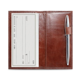 Amazon's New Genuine Leather Business Check Holder, Portable, Ultra-Thin and Simple, with Pen Position, Anti-Theft Check Brush