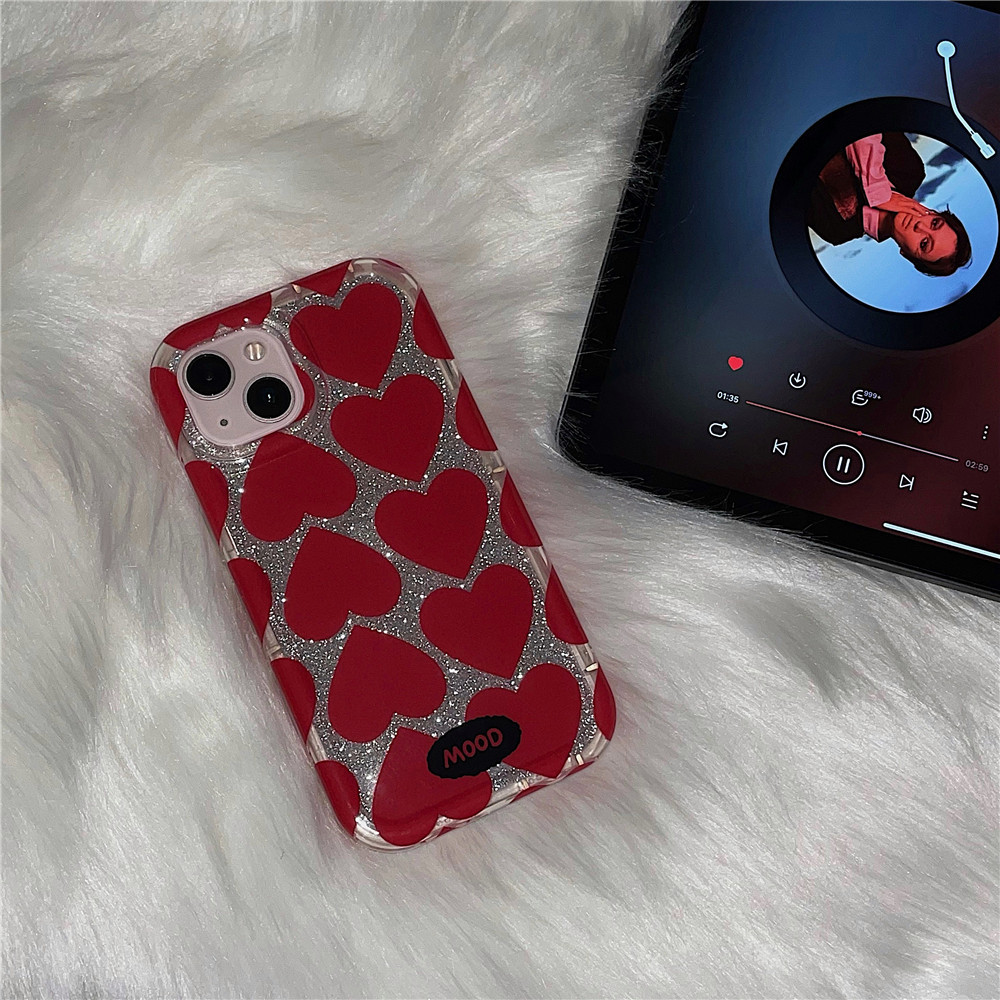 Title 1, Şeffaf Oyuk Kırmızı Kalp Telefon Kılıfı
