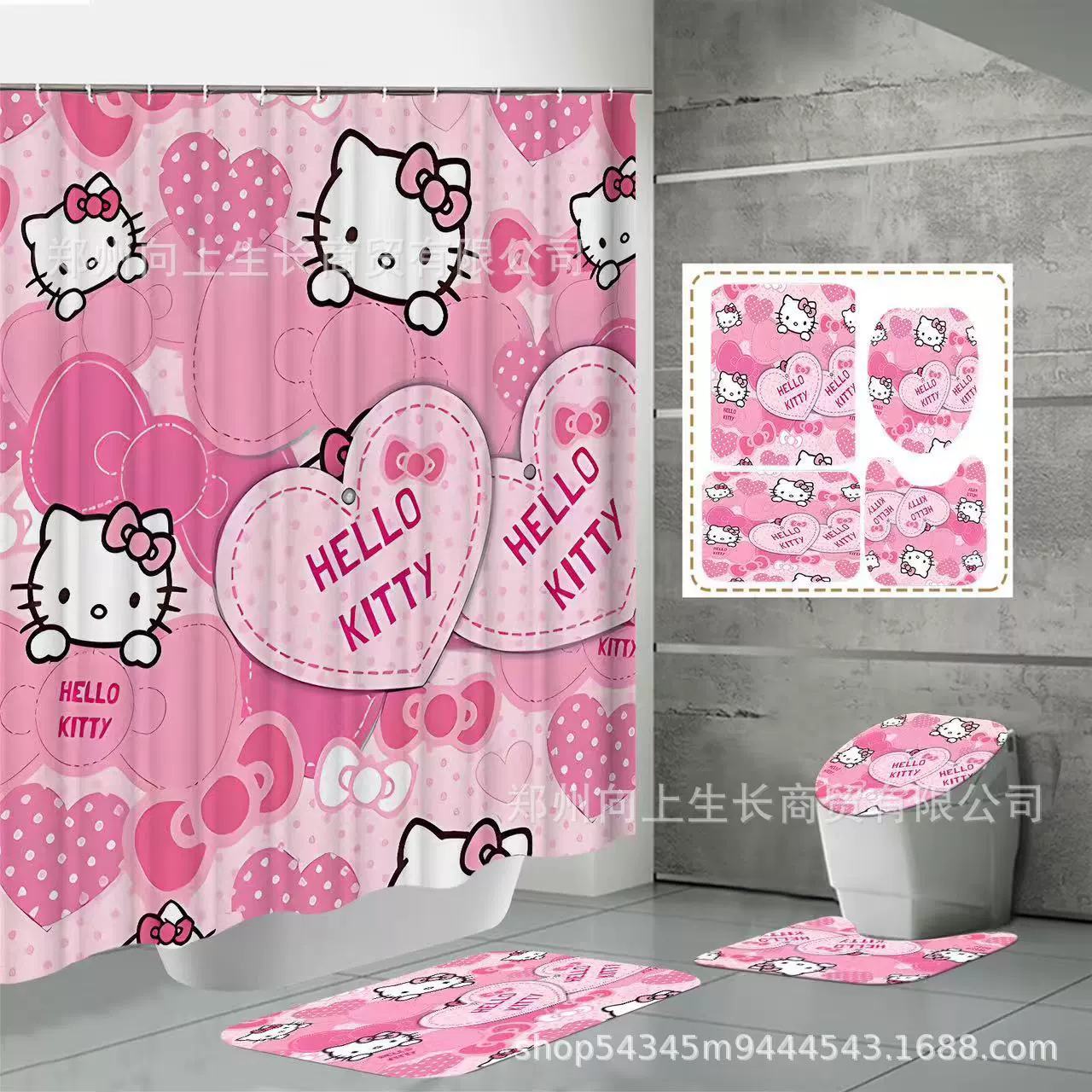 Hello Kitty водонепроницаемая занавеска, туалет, коврик, для импорта
