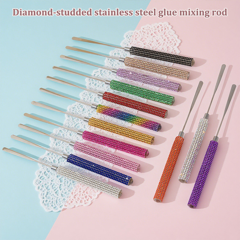 High-End Creative Full-Diamond Glue Stick Manicure Tool Glue Stick Manicure Color Stick Stainless Steel Nail Polish Glue Stick