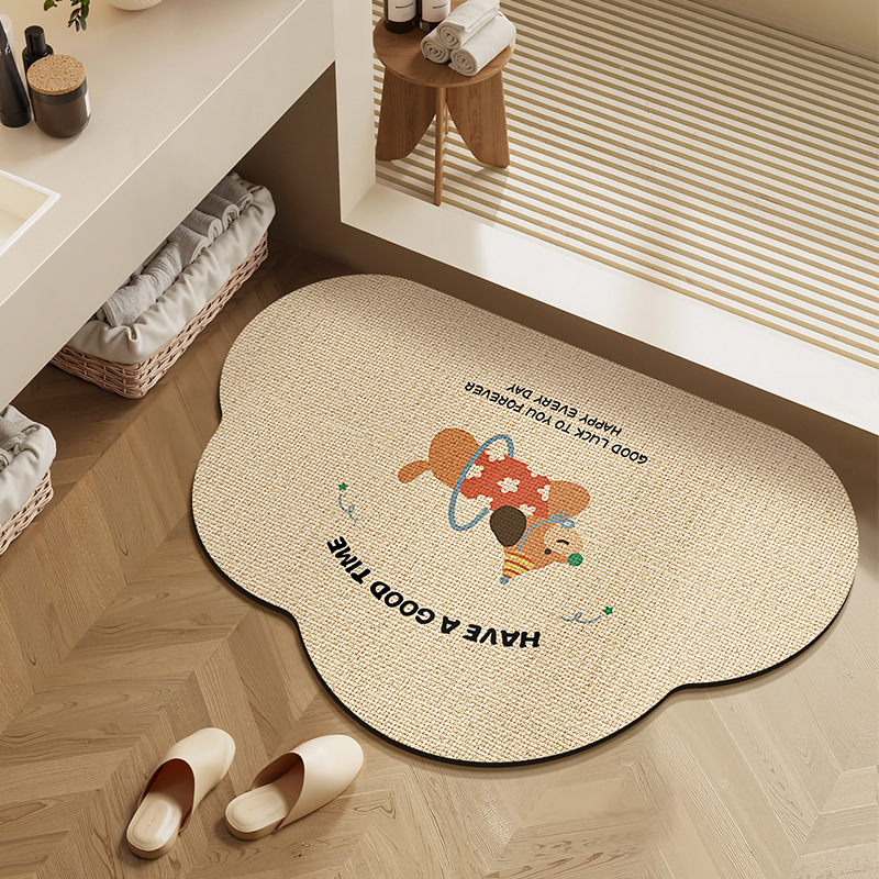 Cartoon Special-Shaped Bathroom Floor Mats, Stain-Resistant and Wear-Resistant Diatom Mud Floor Mats, Water-Absorbent, Quick-Drying, Non-Slip Entrance Floor Mats, Can Be Customized