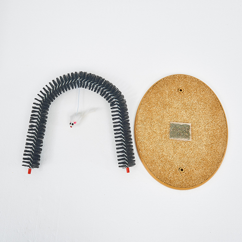 Gato pelo frotando anti-picazón Dispositivo de plástico arco en forma de cepillo de pelo gato rasguño tablero divertido gato juguete acabado pelo auto-Hola pequeño ratón