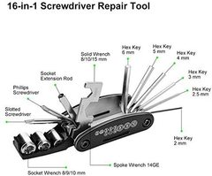Bicycle repair combination tool 16-in-1 mountain road bike multi-functional folding tire repair wrench set