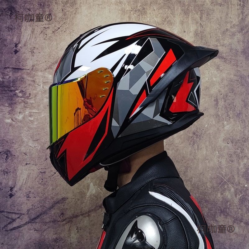 ORZ Motorcycle Helmet Full Face 3C Certified Summer Bluetooth Tail Wing
