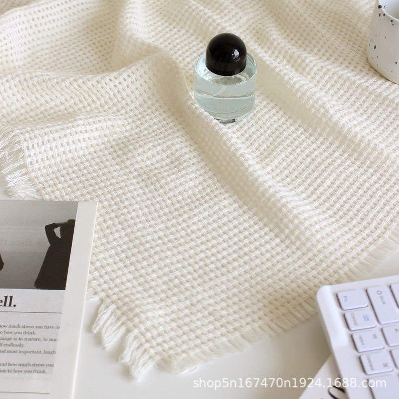 Hollow Background Cloth Tablecloth Photo Shooting Props Ins Tassel Cream Beige Pastoral Napkin Photography Background Cloth