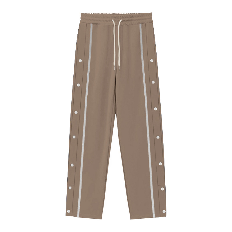 Europe, America 2025 Autumn New Men's Leisure Sports Straight-breasted Pants Trend Ruffian Handsome Line Color Split Casual_viptrois.com