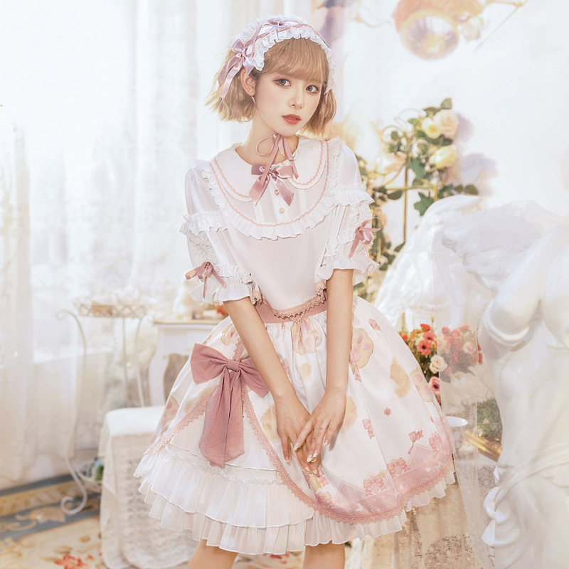 Lolita original interior camisa de manga corta corto lindo collar de la muñeca de encaje no planchar lolita vestido superior image 4