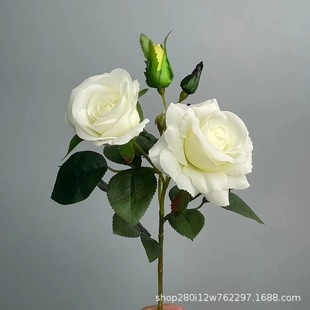 Cross-Border Supply of 4-Head Moisturizing Rose Artificial Flowers, Wedding Artificial Flowers, Decorative Ornaments, Silk Flowers, Floral Art