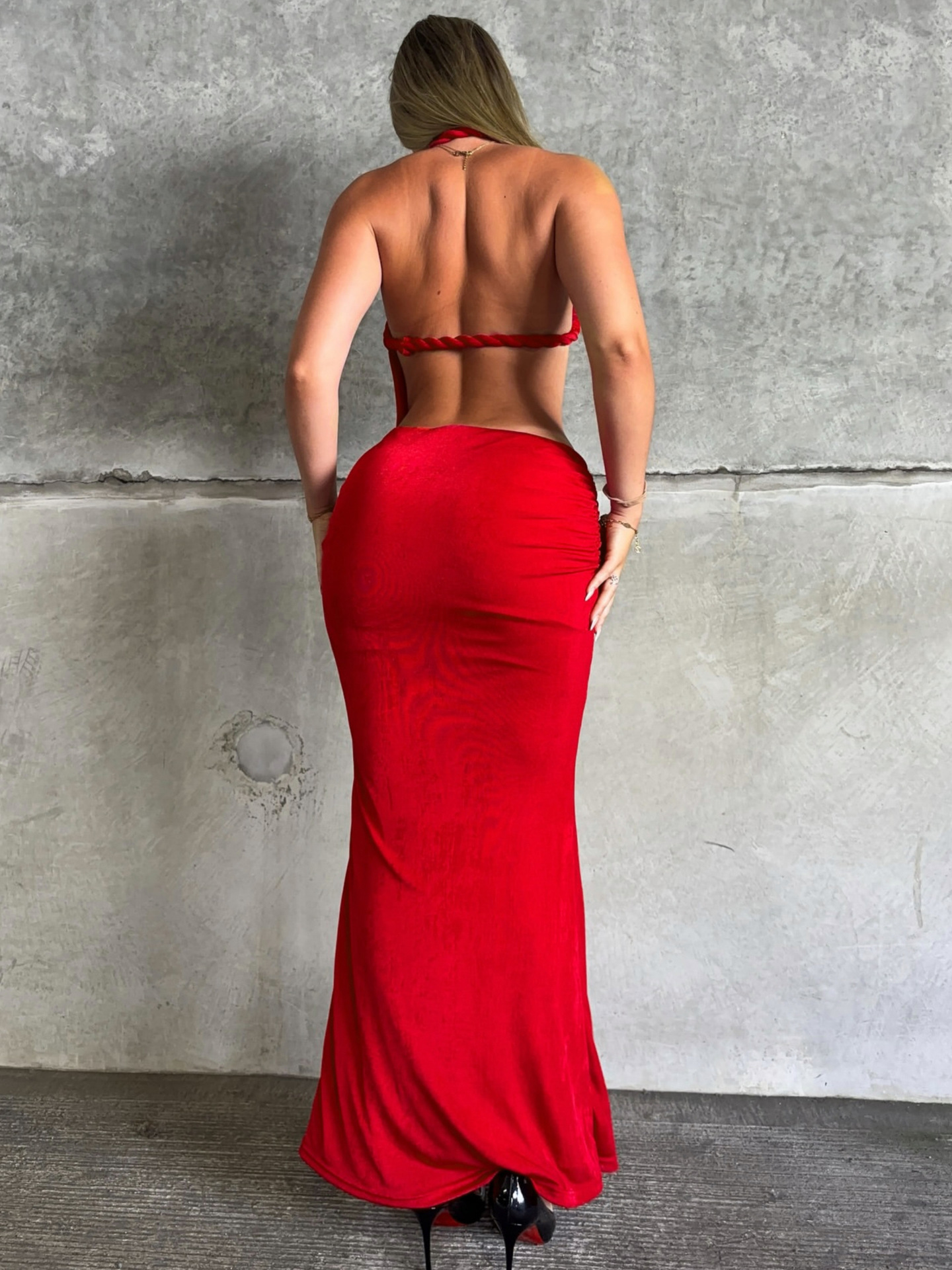 Sexy Spice Girl Braided Neck Hollow Out Sleeveless Slim Fit Bodycon Summer Casual Party Dress For Women_ecoleips.com