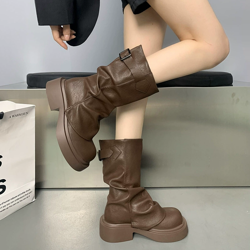 Mailard Wind Martin сапоги женский 2024 новый осенний толстый дно дикий ретро куча сапог трубок сапоги сапоги