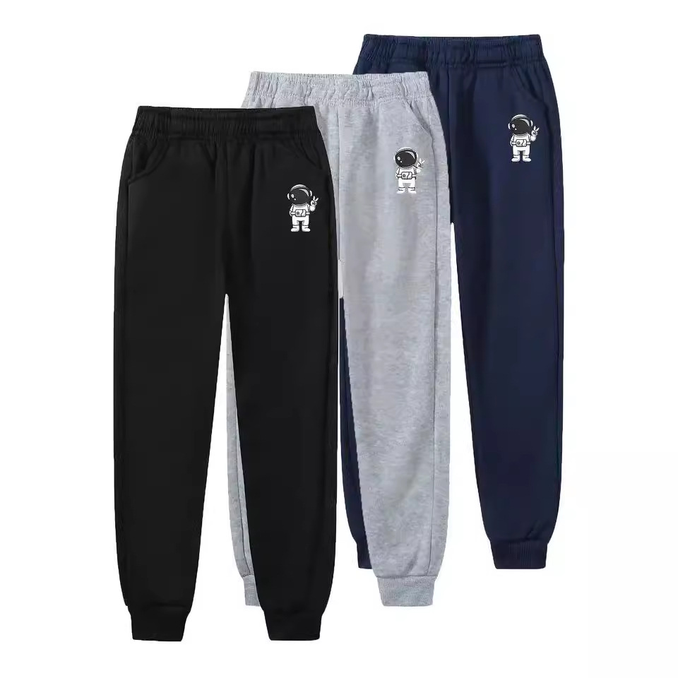 Men's and Women's Children's Pants Spring and Summer Astronaut's Cartoon Printed Middle and Big Children's Loose Leg Casual Long Pants