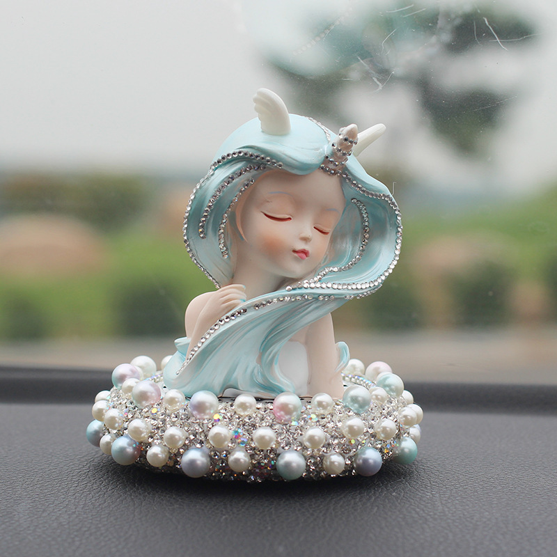 Artículo creativo de la chica del mar adornos de automóviles perfume encantador ángel perfume de automóvil perla base de diamante perfumado perdurable