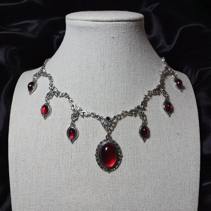Renaissance Vintage Style Jewelry Victorian Vampire Gothic Style Red Crystal Renaissance Vintage Style Jewelry Victorian Vampire Gothic Style Red Crystal