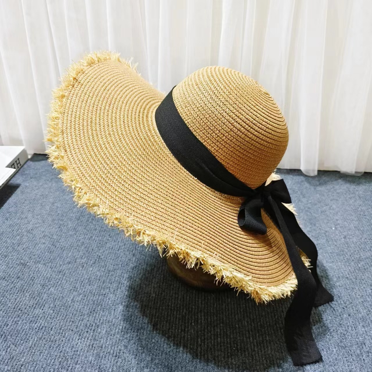 700g Weight Straw Hat Hats Type Holiday, Beach Occasion Straw Material Solid Color, Bow Knot Pattern Summer Season Women's Gender Elegant, Simple Style Style Wide Eaves Rim Women's Elegant Simple Style Solid Color Bow Knot Wide Eaves Straw Hat 无