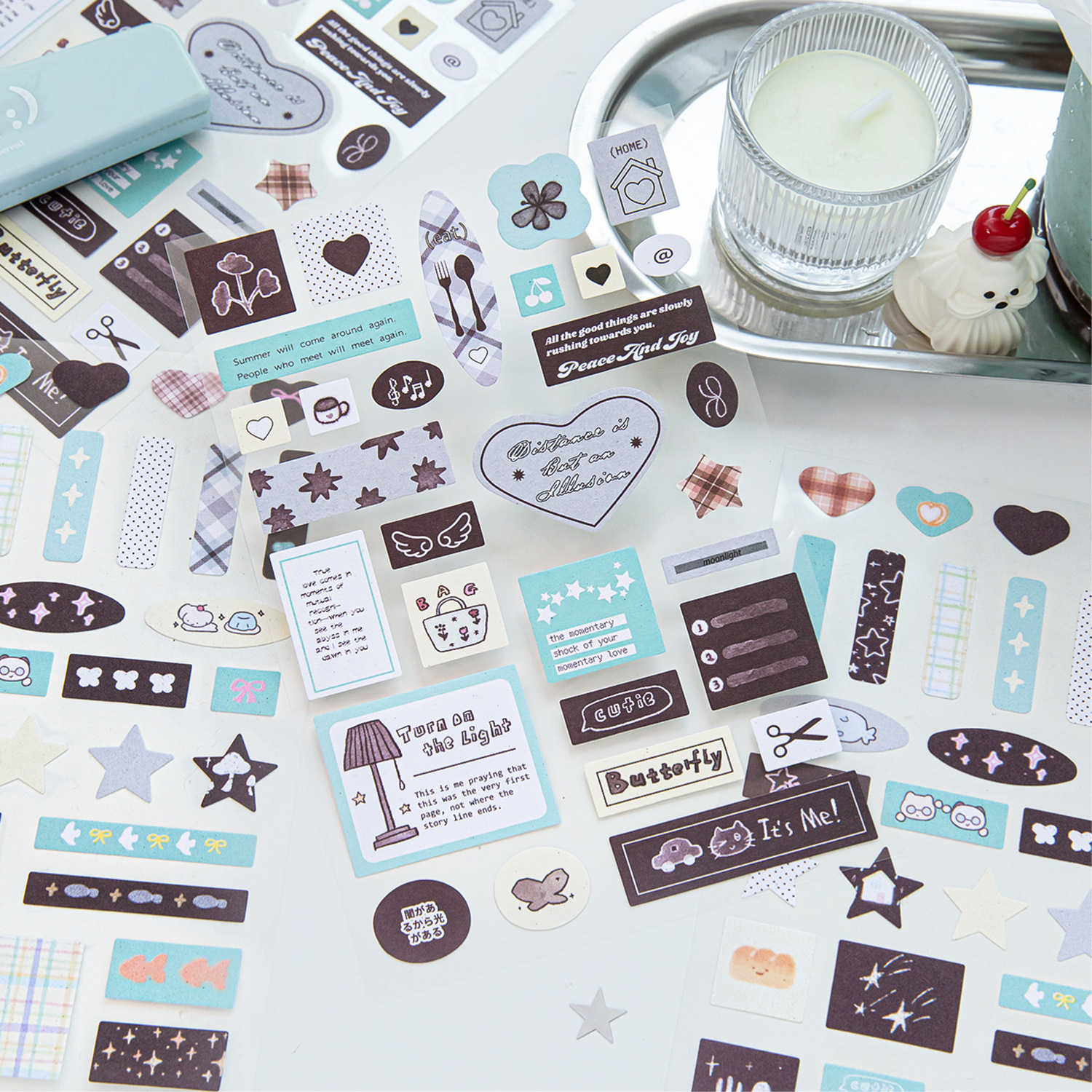 Pegatinas decorativas de papel especial de Sugar Poetry Serie de prueba de corazón Carpas de mano estilo ins coreanas Pegatinas decorativas de tarjetas de bricolaje