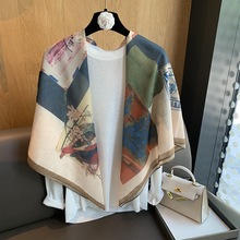 超大防晒大方巾沙滩巾旅游拍照头巾丝巾女夏季薄款围巾空调房披肩