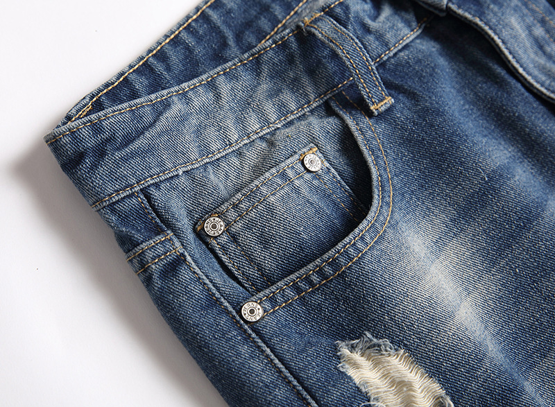 Pantaloncini jeans uomo distressed taglio dritto casual vintage_voghion.com