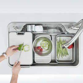 众朗日式平替压纹纳米银304不锈钢大单槽一体拉伸水槽厨房洗菜盆