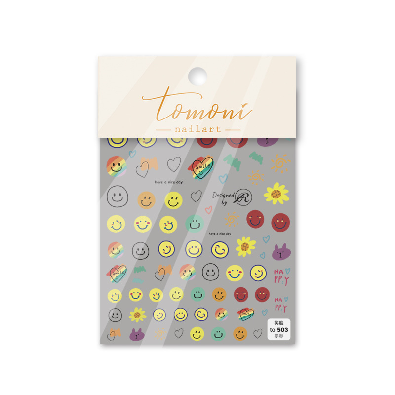Japonés tomoni pegatinas Smiley cara amor alivio hueco 5D manicura adhesivo uñas pegatinas dibujos animados lindo pequeño patrón