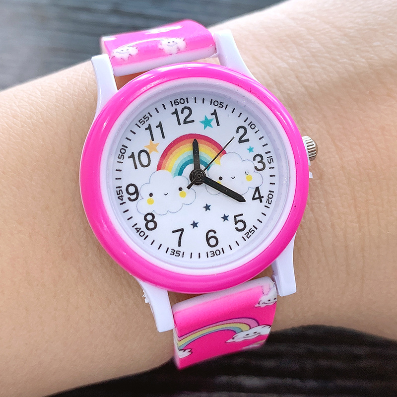 Holiday, Street Occasion Cartoon Style Rainbow Buckle Quartz Kids Watches