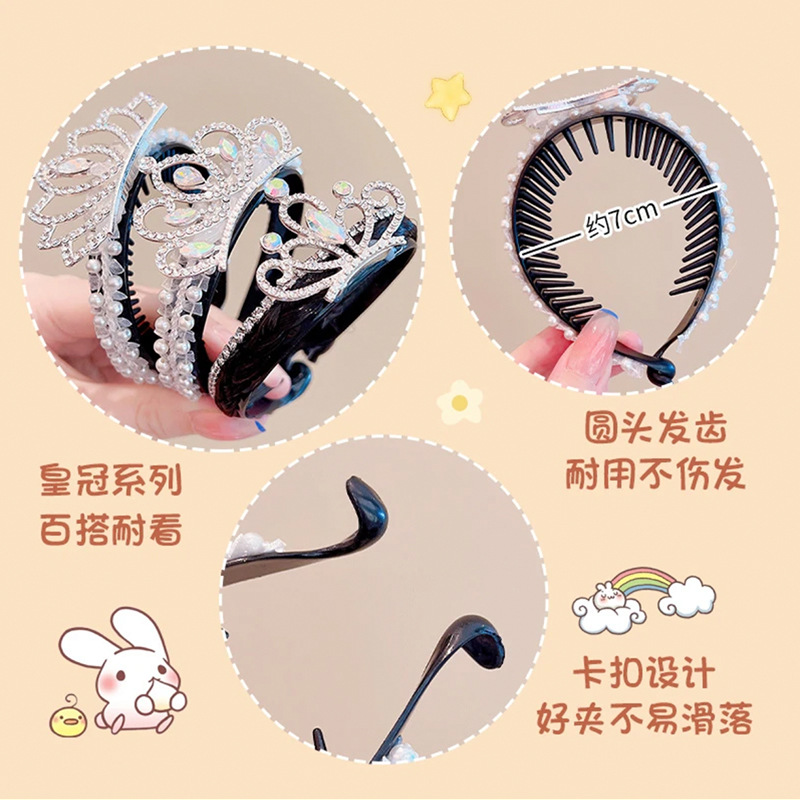 Niños perlas corona perlas perlas niñas bolas de cabello fijo artefacto princesa tocado de cabello para niñas joyas de cabello al por mayor