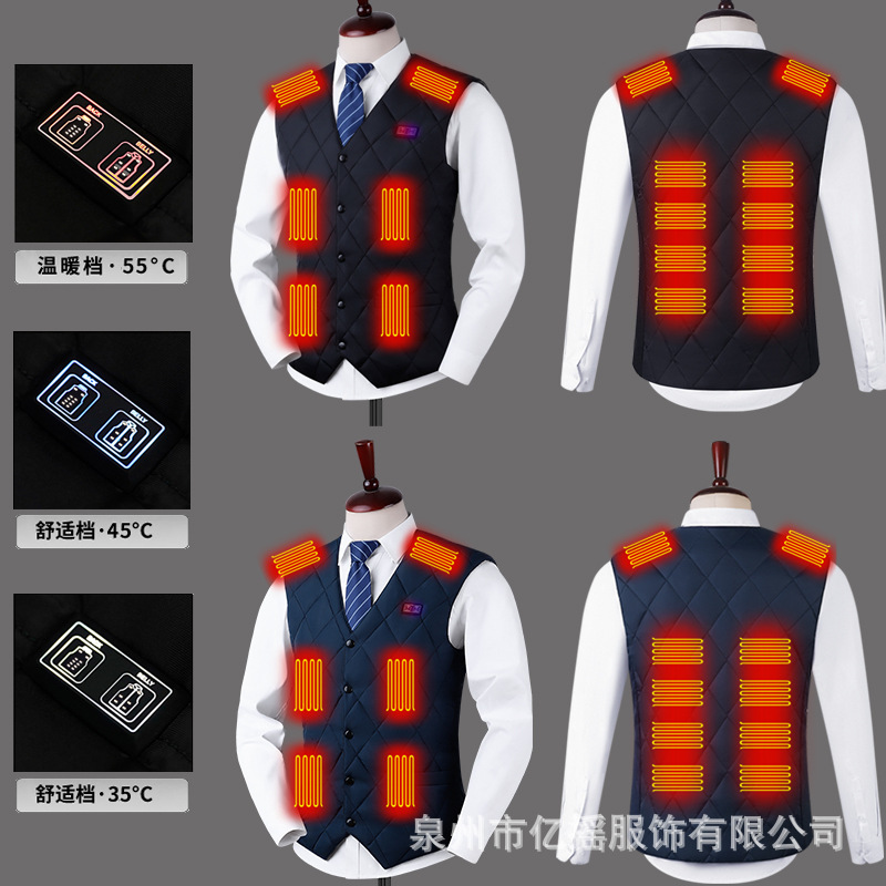Chaleco caliente transfronterizo zona 16 Chaleco de calefacción inteligente control Dual hombres y mujeres invierno temperatura constante USB Chaleco de calefacción eléctrica