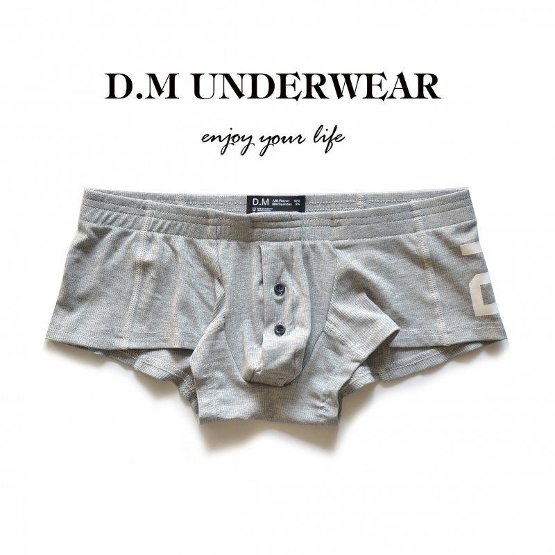 D.M男の下着のセクシーな純色のモーダル人の綿の平角の四角のズボンのボタンの激凸の袋のアルファベットの20ねじ
