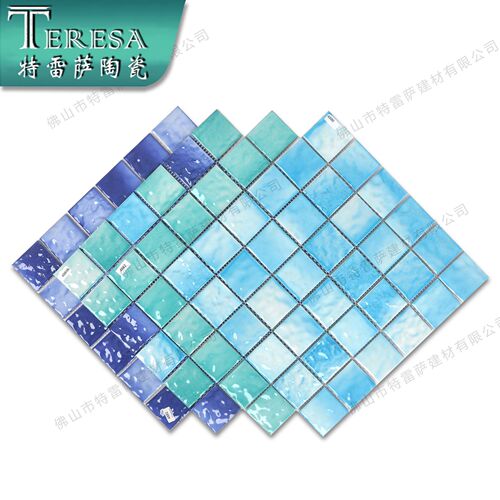 Water ripple pool ceramic mosaic blue bed and breakfast hotel bathroom wall and floor pool hot spring tiles mosaic