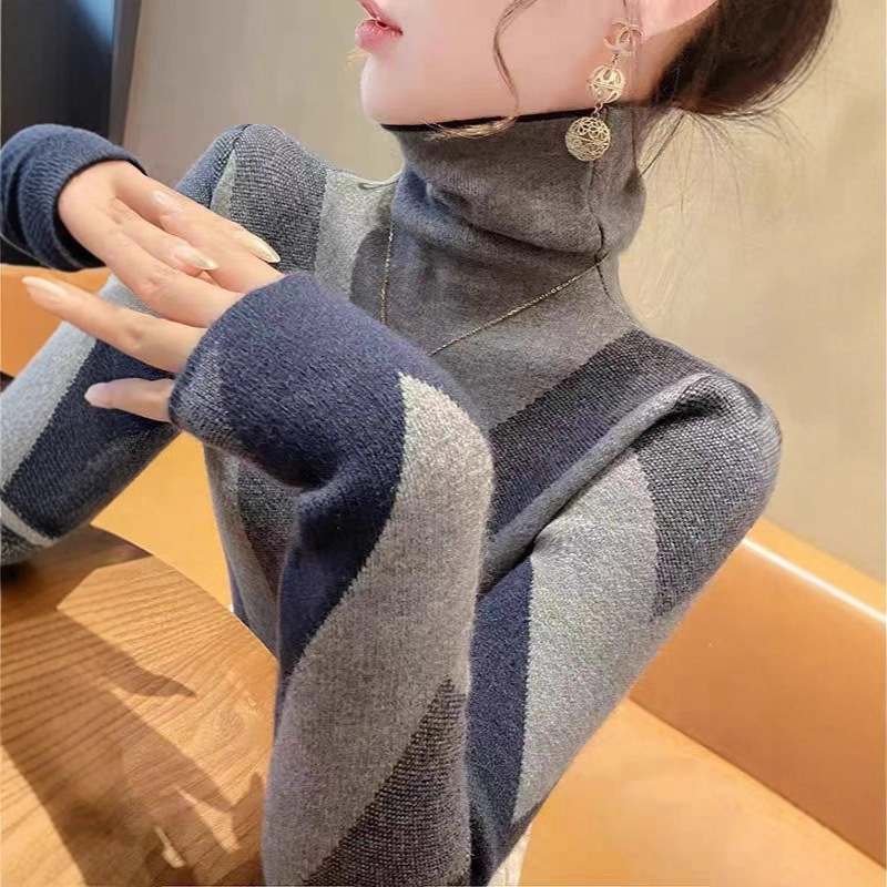 Cashmere Sweater Women's Pile Collar Knitted Bottoming Shirt Spring, Autumn and Winter High Collar Inner Wear 25 Years New Slim Fit Early Autumn Top