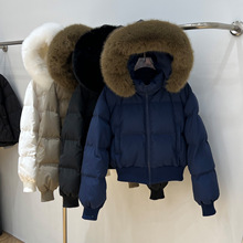 大毛领羽绒服女短款收腰加厚2025新款90白鸭绒超好看小个子面包服