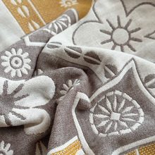 新品全棉四层色织提花流苏纱布浴巾多功能披肩盖毯毛巾装饰浴巾