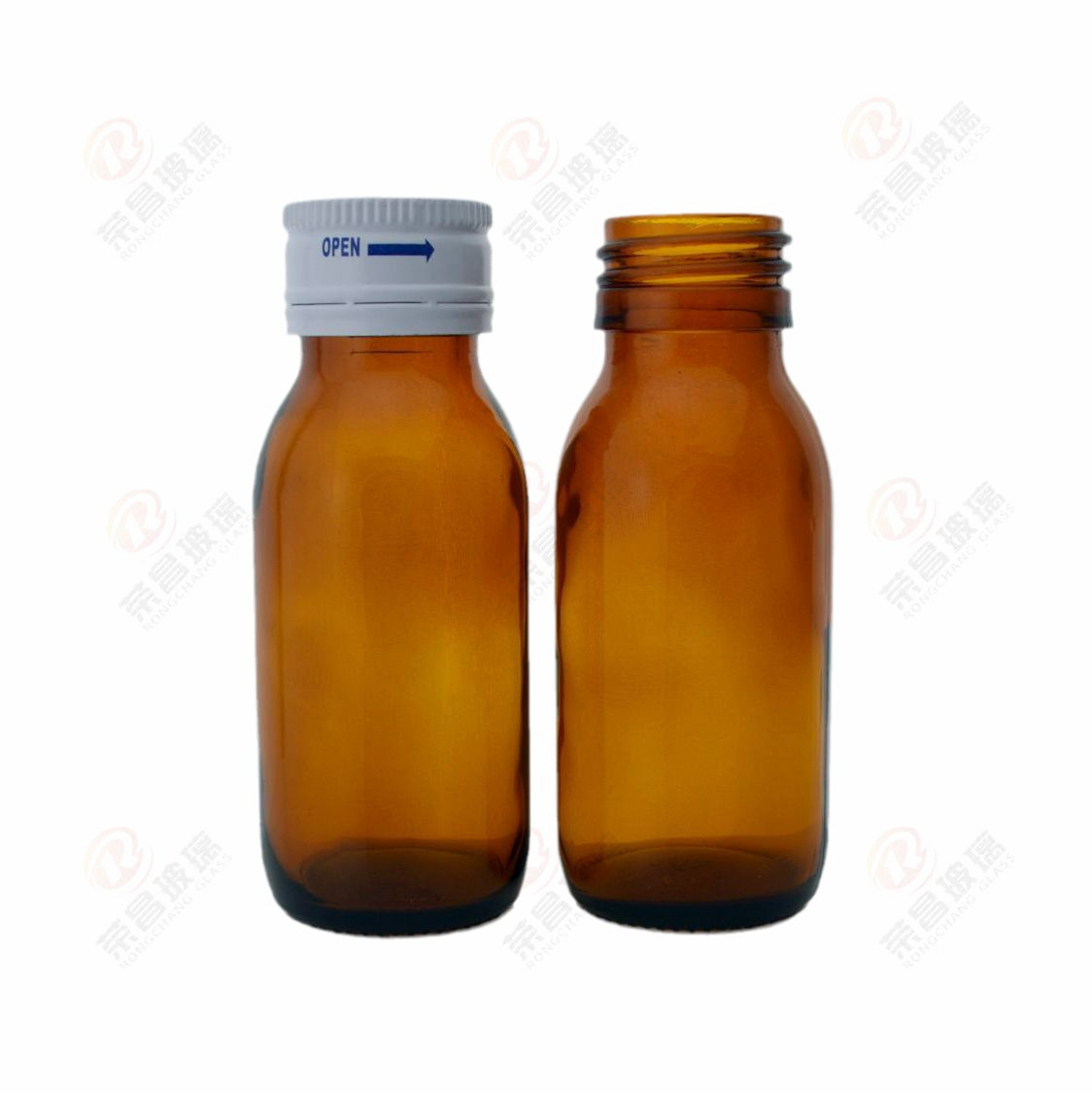 60ml棕色糖浆玻璃瓶 茶色避光钠钙玻璃糖浆瓶 酵素胶原蛋白肽瓶