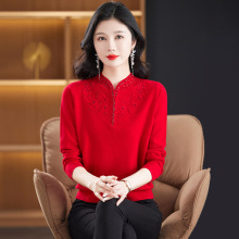 高端纯色羊绒衫女半高领毛衣秋冬季宽松中老年妈妈装羊毛打底衫