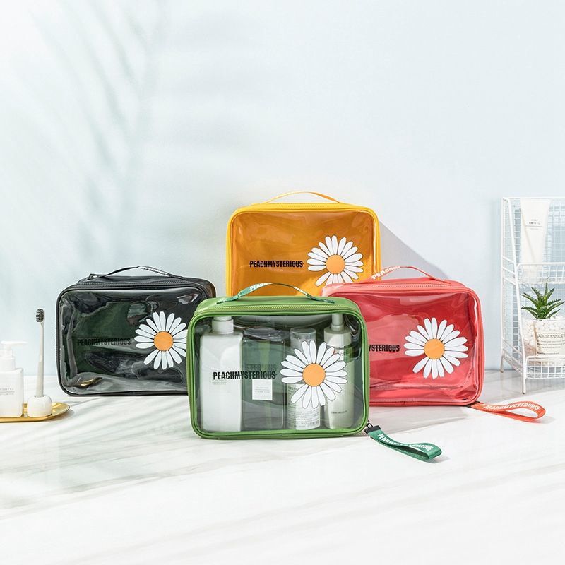 Daisy Pvc Transparent Toiletry Bag Travel Toiletries Storage Bag Large Capacity Satchel Skin Care Product Cosmetic Bag