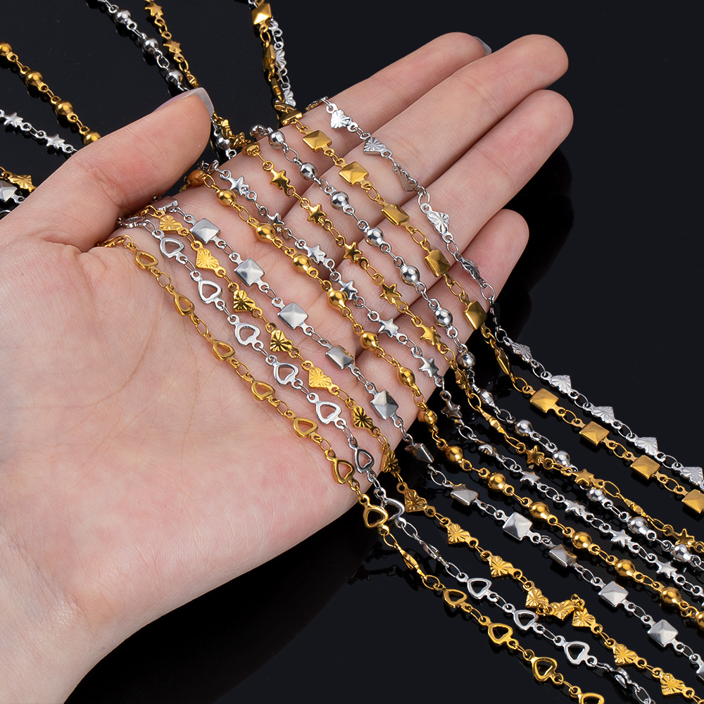 Chain Jewelry Making Type 1 Piece 304 Stainless Steel DIY Ornament Accessories Chain Simple Style Geometric Heart Shape