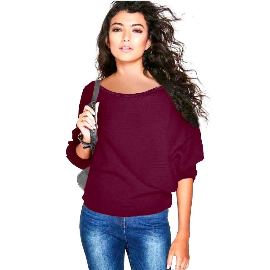 European and American Popular Women's Clothing Wish Aliexpress Hot-Selling Spring, Autumn and Winter Three-Season New Fashion Loose Bat Sleeve Knitted Wool