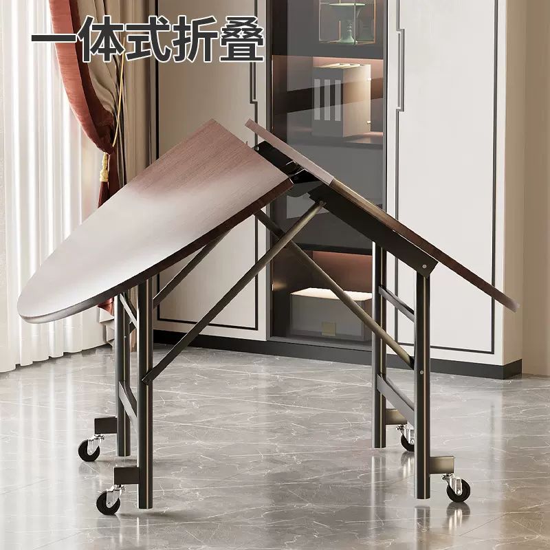 折叠餐桌新中式圆桌家用小户型餐桌吃饭桌子圆形饭桌加大饭店餐桌