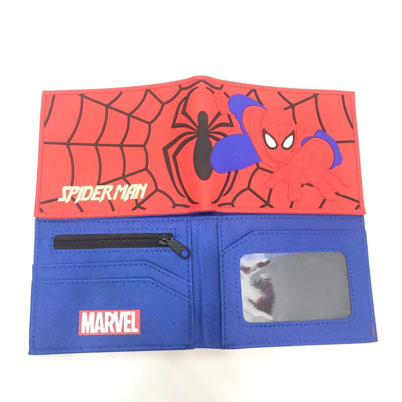 Cartoon Spider-Man niños estudiantes billetera corta para niños PU piel bolso de cambio bolso de mano bolso de tarjetas vengadores