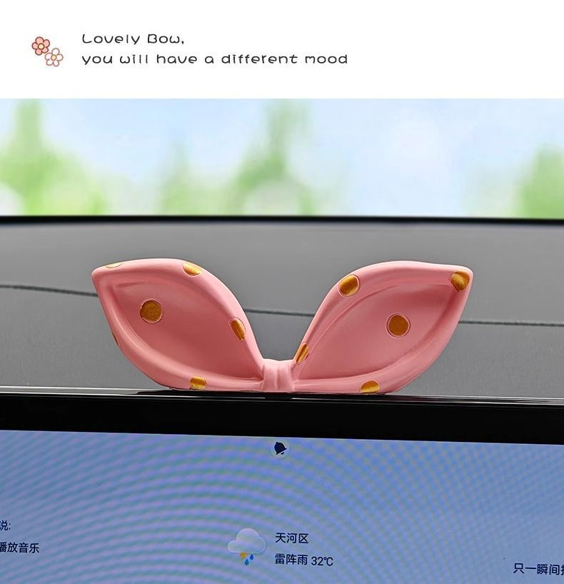 Cute bow car ornaments car creative center console screen accessories car decoration supplies girls