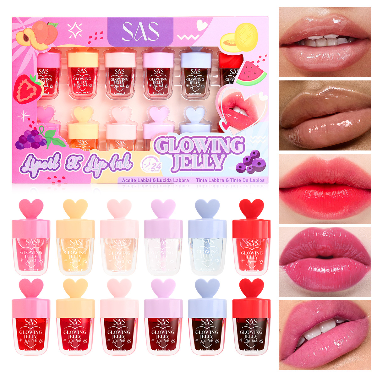 USHAS Amazon explosión juego de brillo de labios transfronterizo hidratante de larga duración esmalte de labios transparente brillo de labios taza antiadherente SAC117