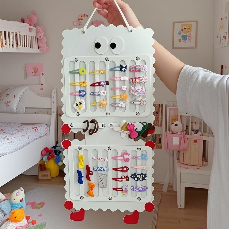 かわいいフェルトヘアピン収納壁掛け大容量パンチフリージュエリーオーガナイザー寝室の壁の装飾収納|undefined