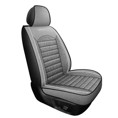 Four Seasons Pad — Fully Enclosed Linen Car Seat Cover - elegant-gray-single-seat-seat-cushion