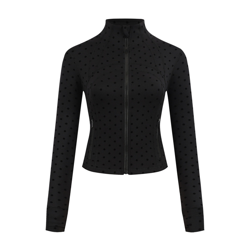 (in Stock) Spotted Stand-Collar Jacket Vest, Slim-Fit Versatile Stand-Collar Hoodie, Autumn Yoga Sports Wear