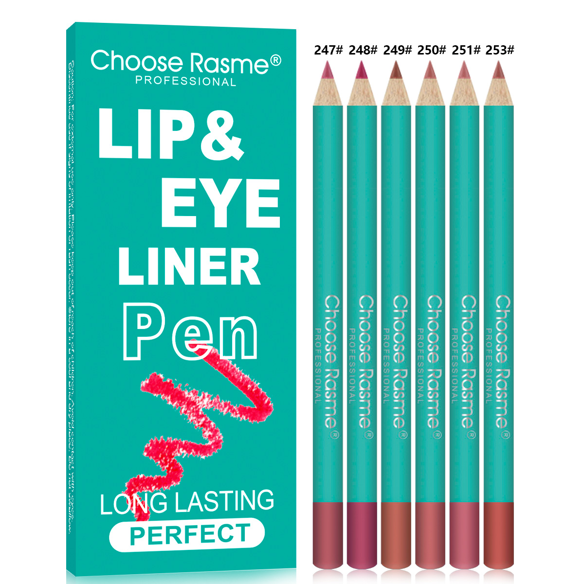 Matita labbra mista a 6 colori, pasta di fagioli, colore opaco, linea opaca, non facile da sbiadire, penna per rossetto_voghion.com