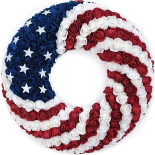 Cross-border New US Independence Day Hanging Ornaments Five-pointed Star Wall Ornaments Three-dimensional Simulation Wreath National Day Party Decorations