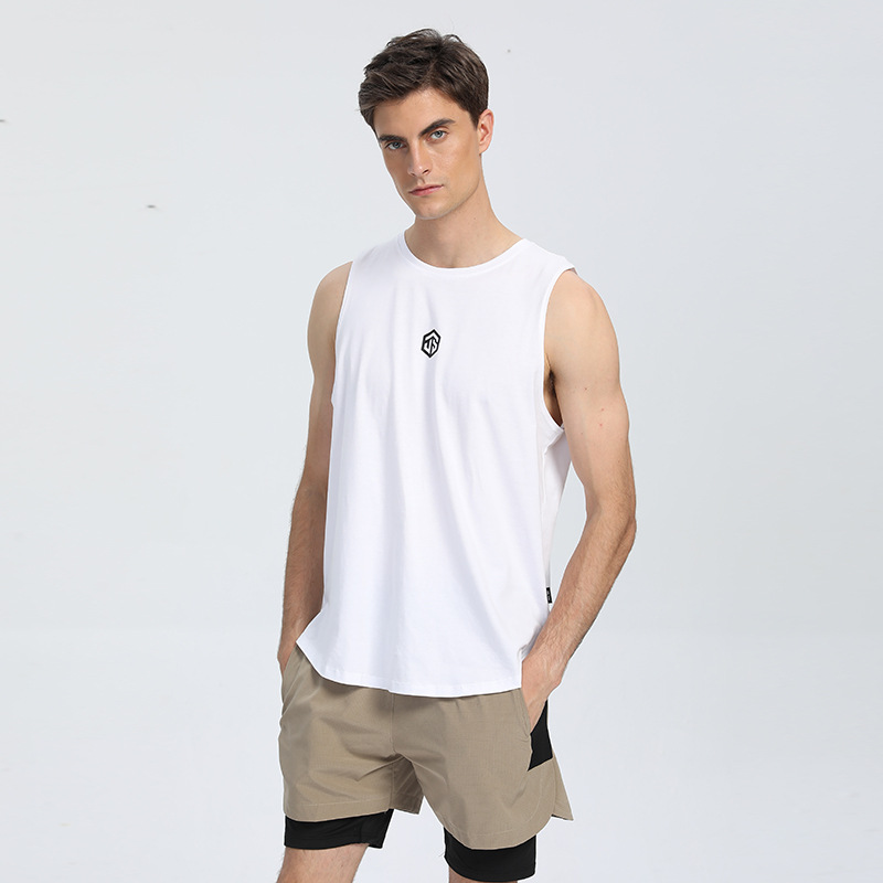 Verano de los hombres corriendo deportes Chaleco de secado rápido fitness transpirable de algodón sin mangas crossbody bottoming undershirt personalizado impreso LOGO